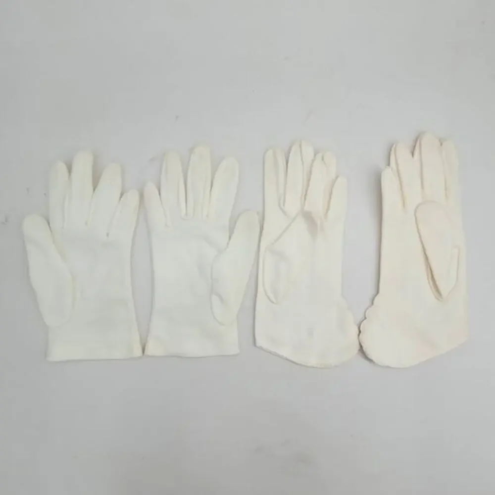 Lot 2 Pairs Vintage White Nylon Cotton Ladies Wrist Length Shorties Dress Gloves